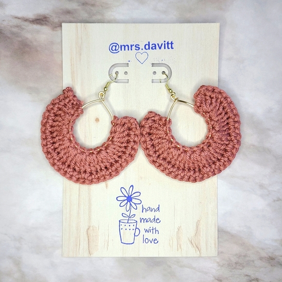 Hand Crafted Jewelry - VENICE crochet fan dangle hook earrings boho